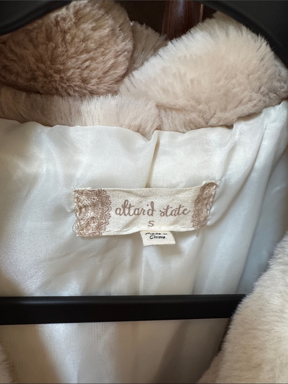 Altar'd State Cream & Tan Plaid Teddy Jacket - Picture 2 of 2